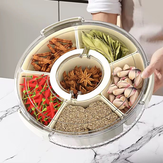 6-Compartment Acrylic Lazy Susan Snack Storage - 360 Rotatable