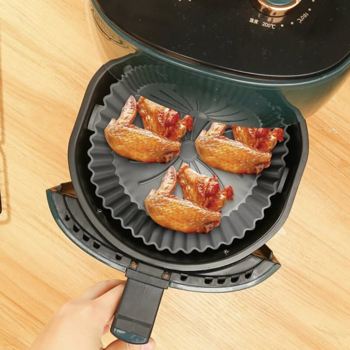 Air Fryer Silicone Liners Rectangle Air Fryer Basket Liners Reusable  Silicone Pot Air Fryer Accessories Random