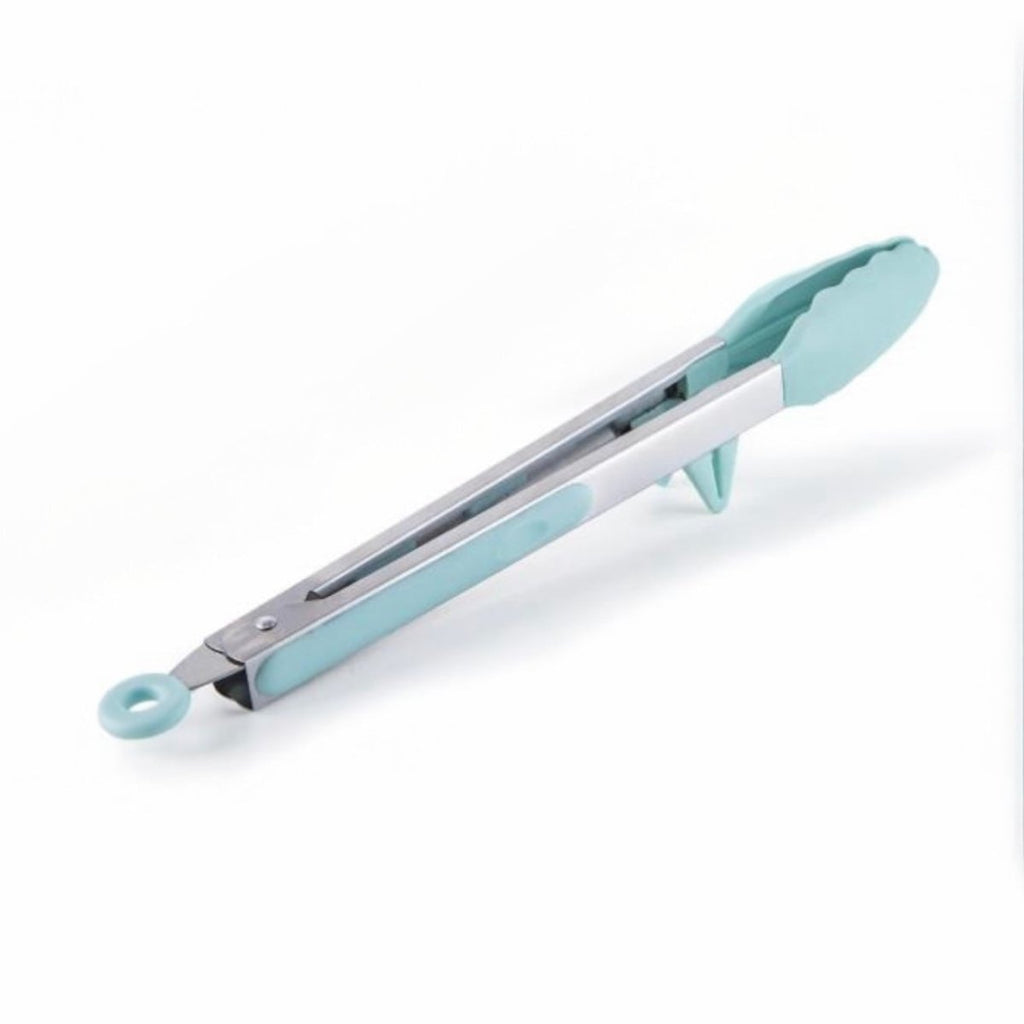 12” Silicone Food Tongs With Built In Stand - Mint Blue - Style Phase Home