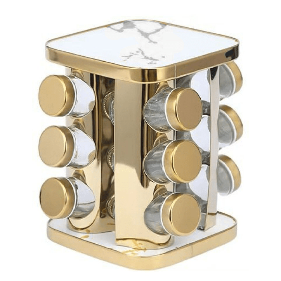 360 Rotating Lux Spice Rack - Gold & Marble - 12 Jars – Home Phase