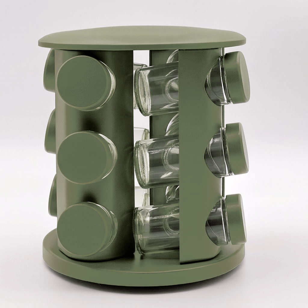 12+1 Glass & Plastic Spice Rack - Green - Home Phase