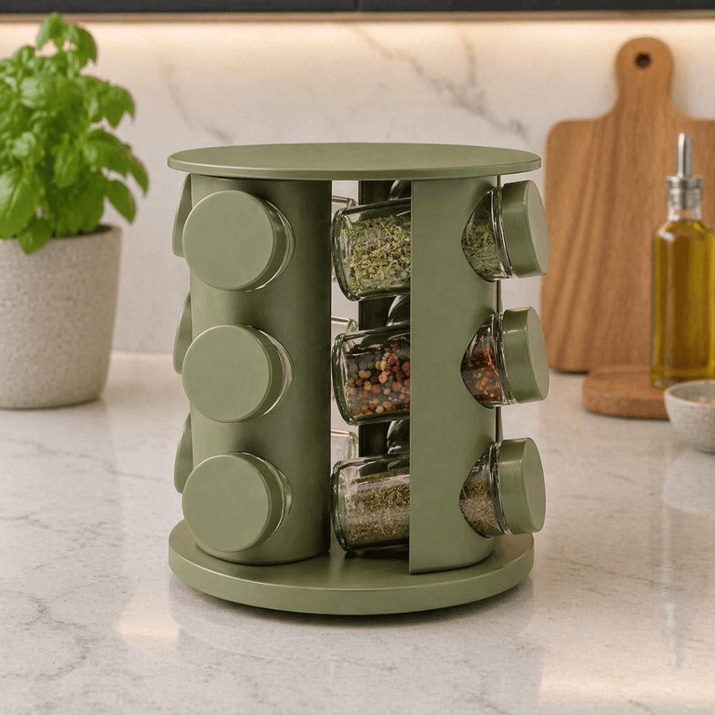 12+1 Glass & Plastic Spice Rack - White - Home Phase