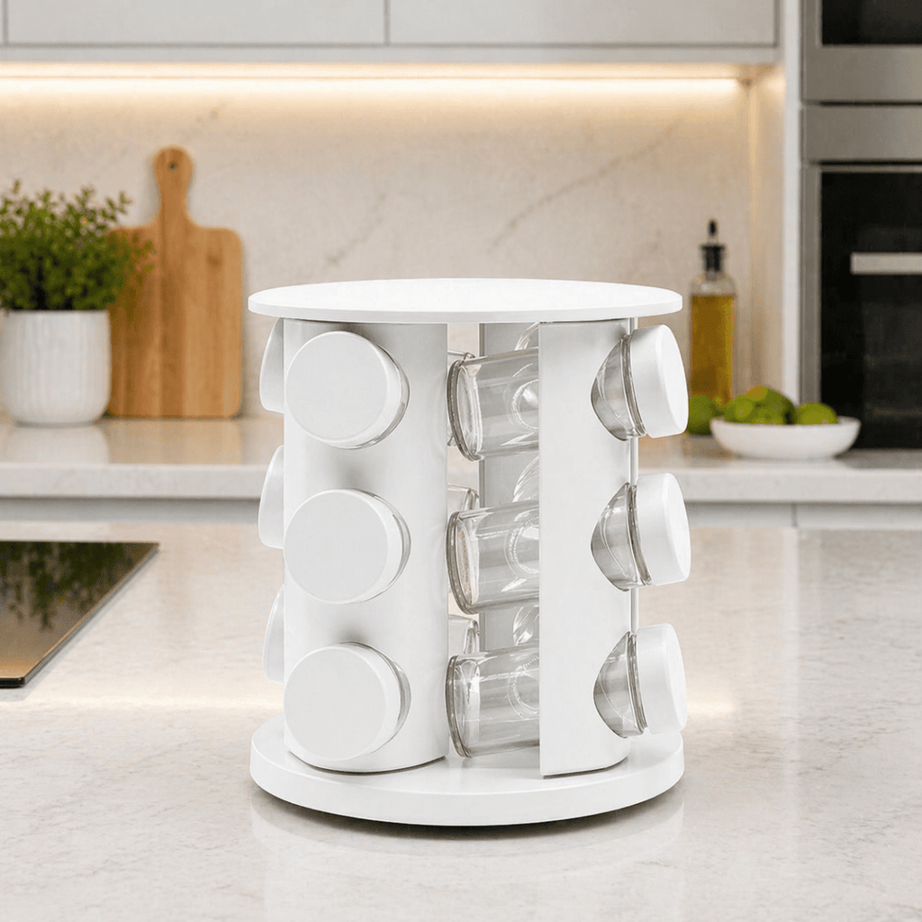 12+1 Glass & Plastic Spice Rack - White - Home Phase