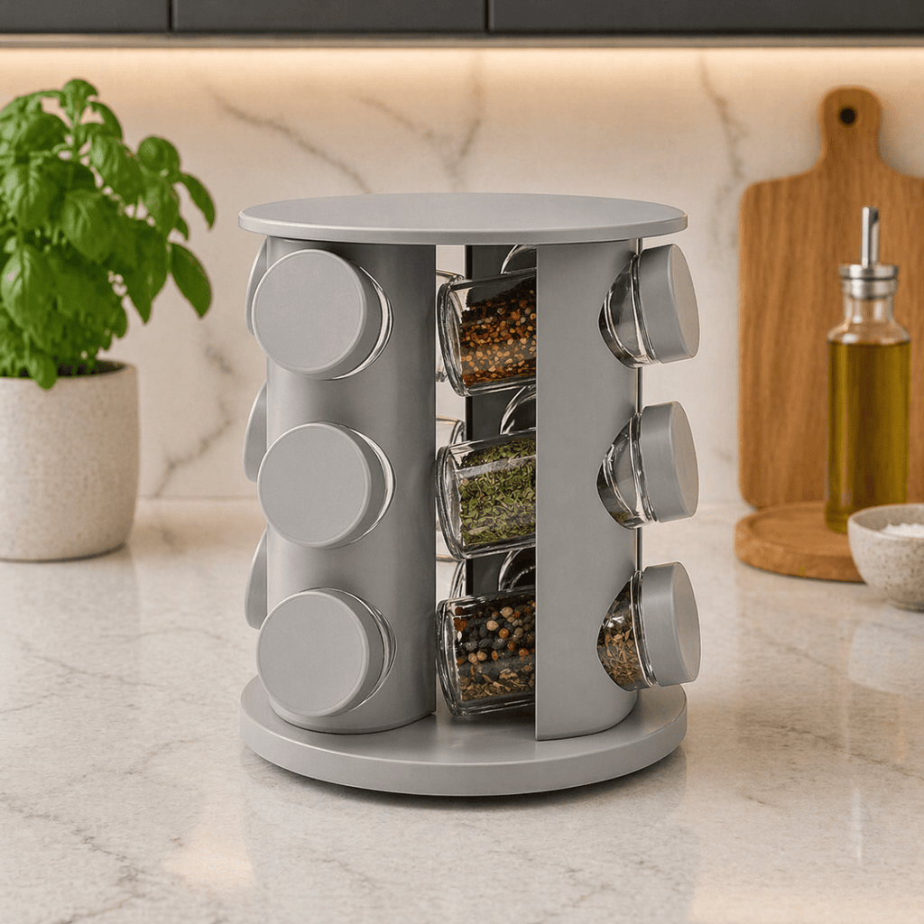 12+1 Glass & Plastic Spice Rack - White - Home Phase