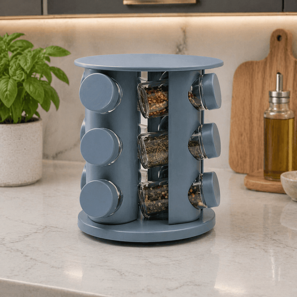 12+1 Glass & Plastic Spice Rack - White - Home Phase