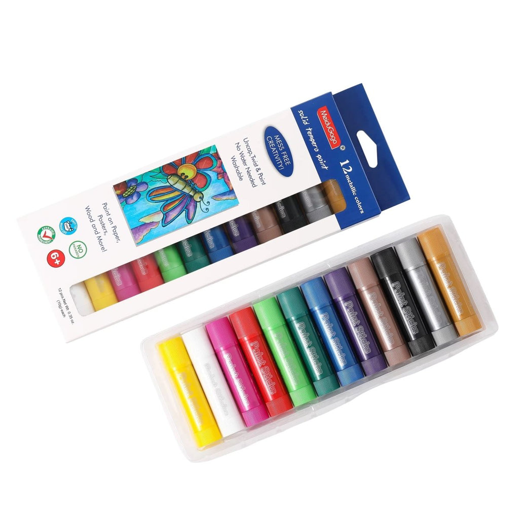 12PC Metallic Colours Wax Paint Twist Up Sticks - 10g - Home Phase