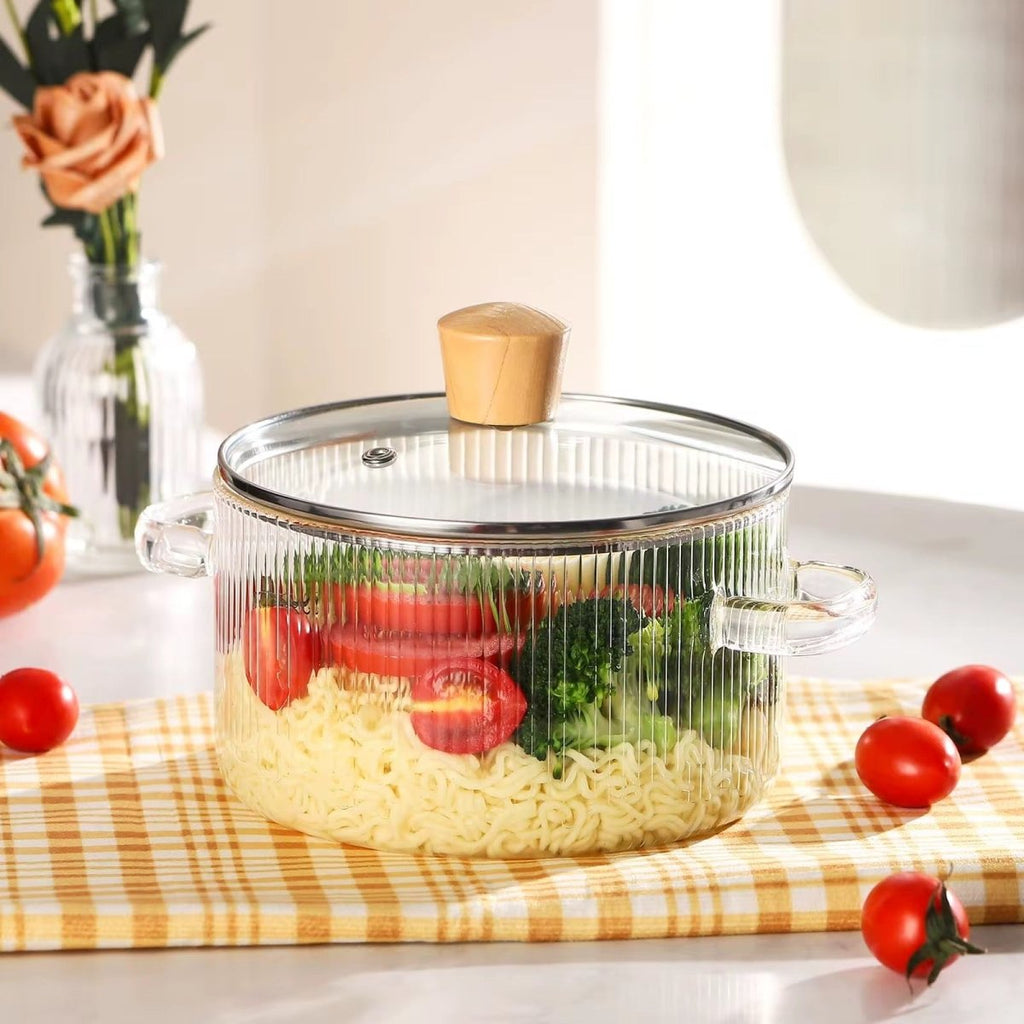 1.8L Borosilicate Ribbed Glass Pot - Home Phase