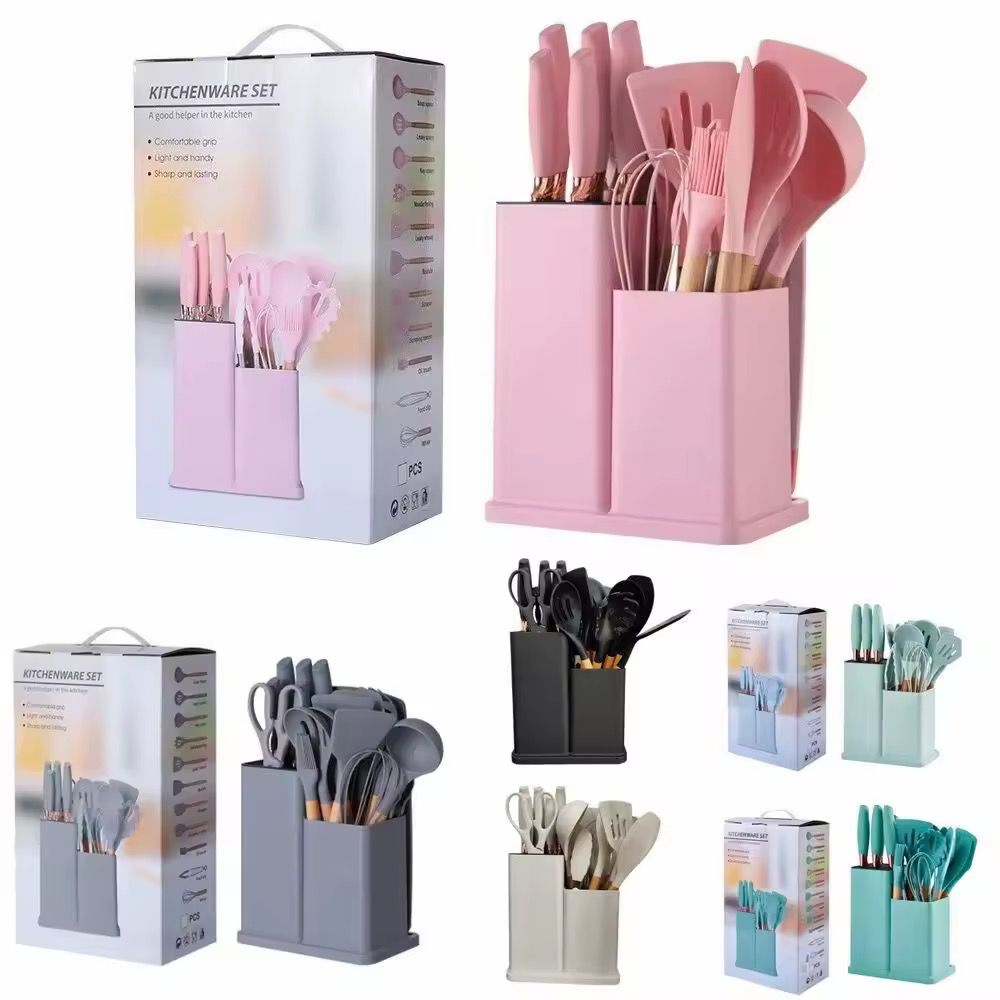 19PC Silicone Utensil & Knife Set With Chopping Board - Home Phase
