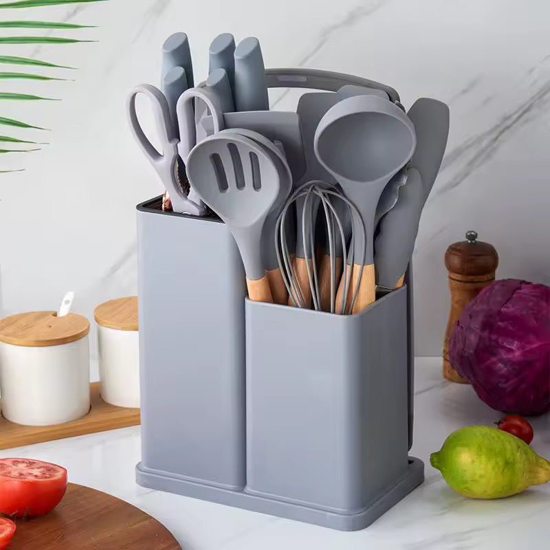 19PC Silicone Utensil & Knife Set With Chopping Board - Home Phase
