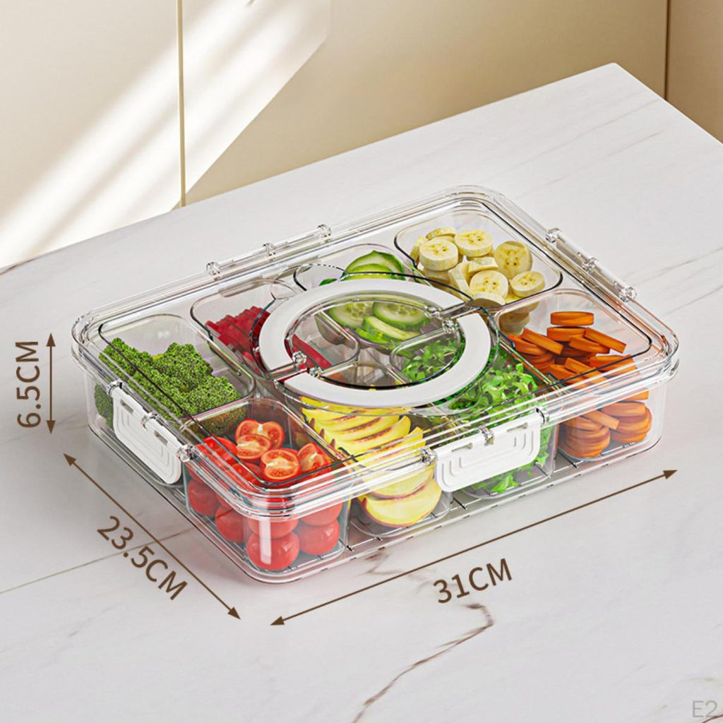 8 Compartment Plastic Rectangle Food Storage Box