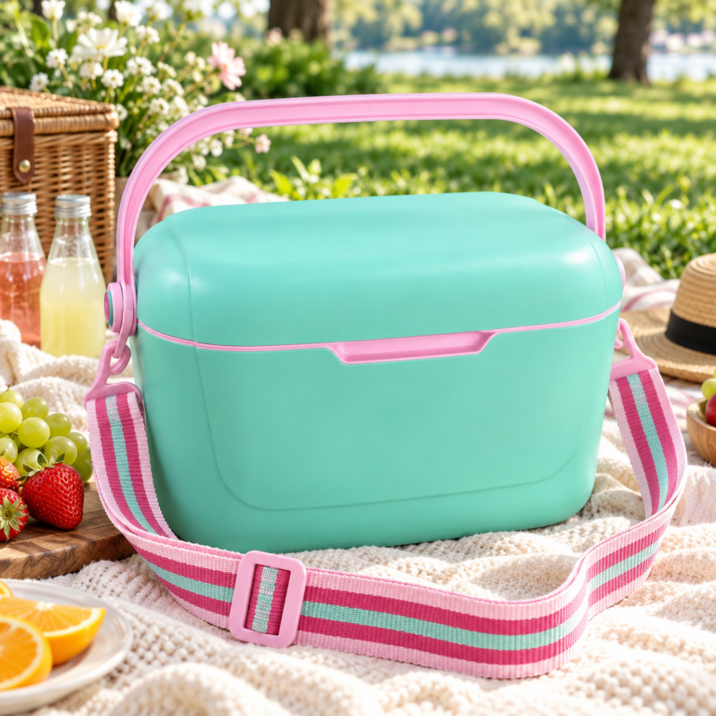 20L Retro Cooler Box With Handle And Detachable Sling - Home Phase