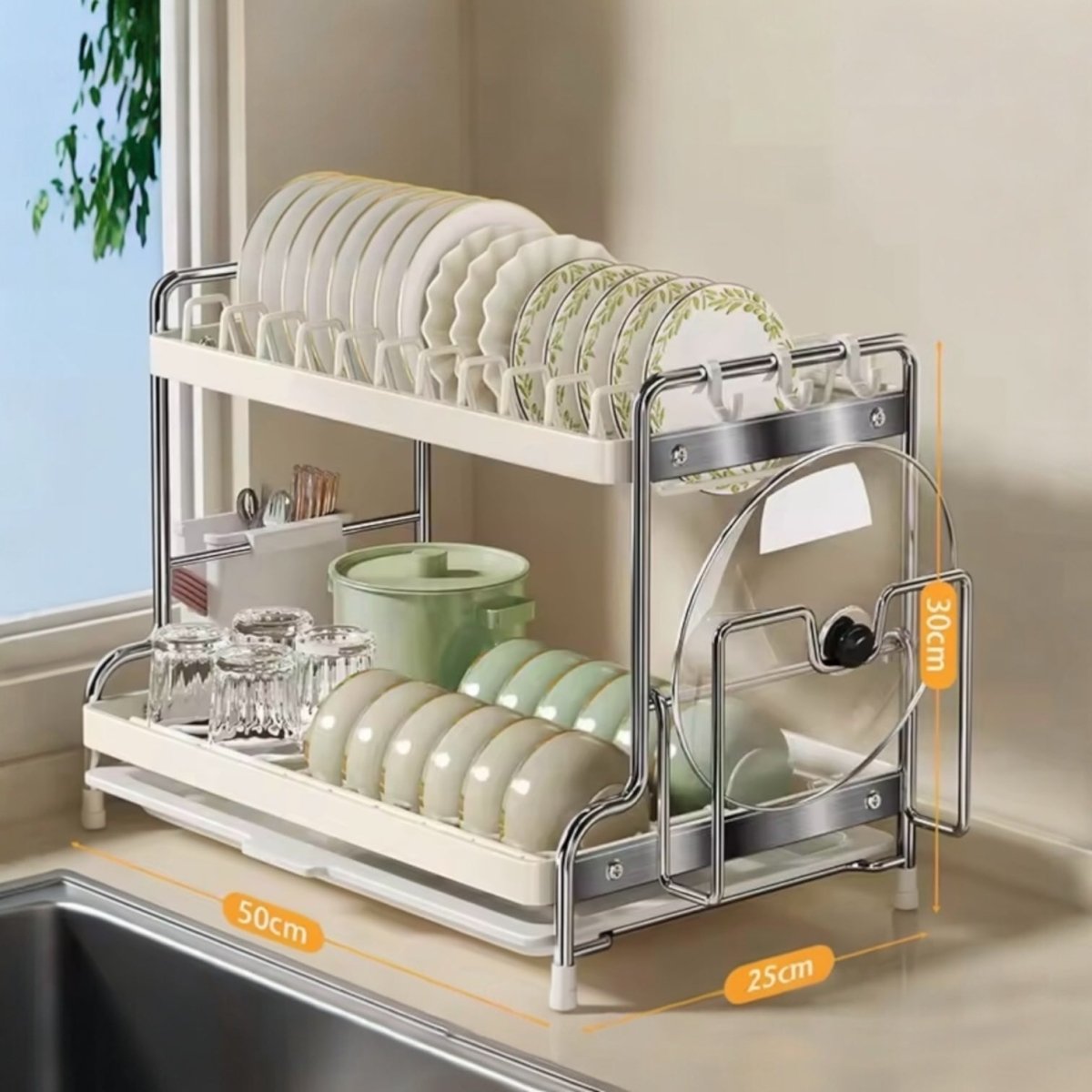 2/3 Tier Metal Dish Rack - Off White – Style Phase Home