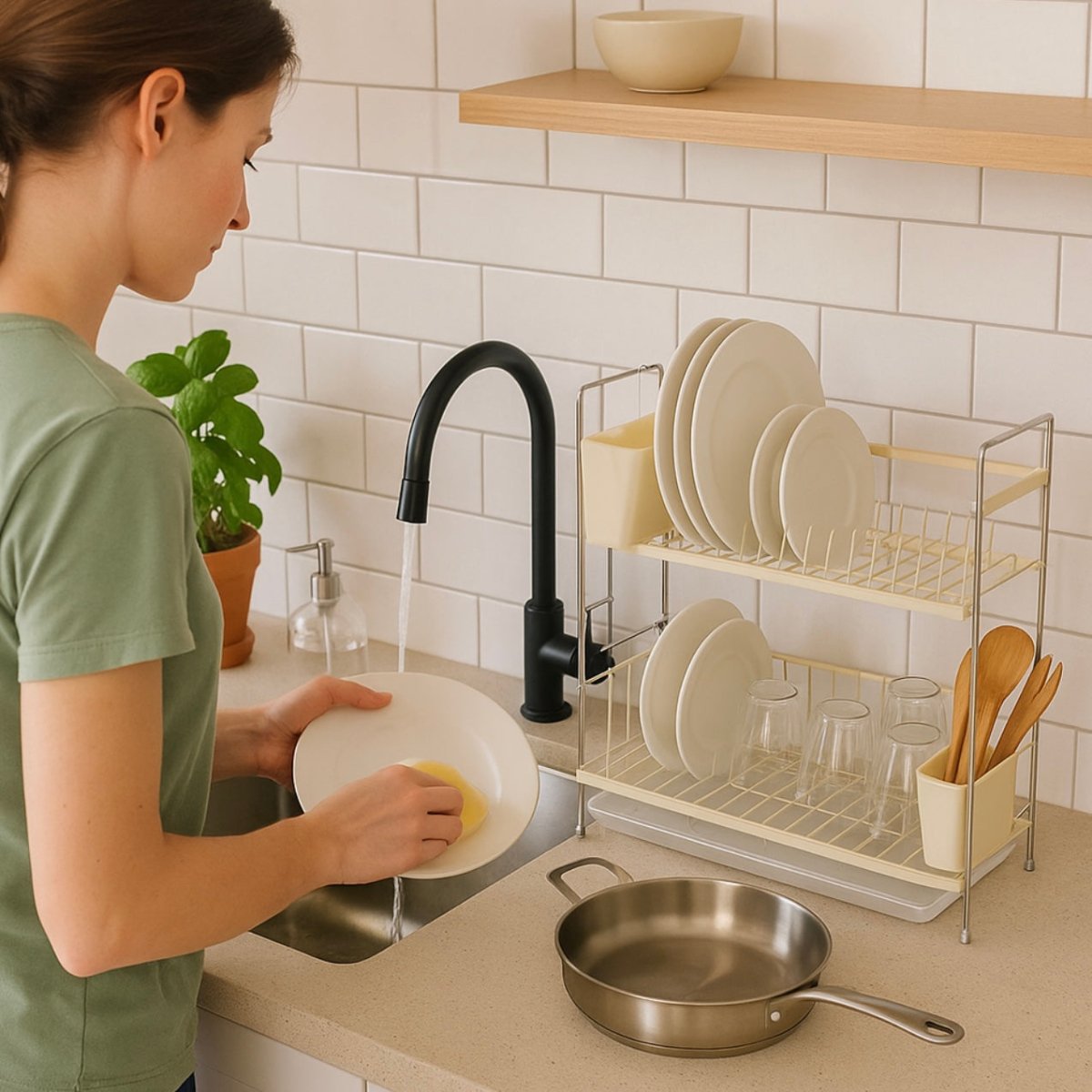 2/3 Tier Metal Dish Rack - Off White – Home Phase