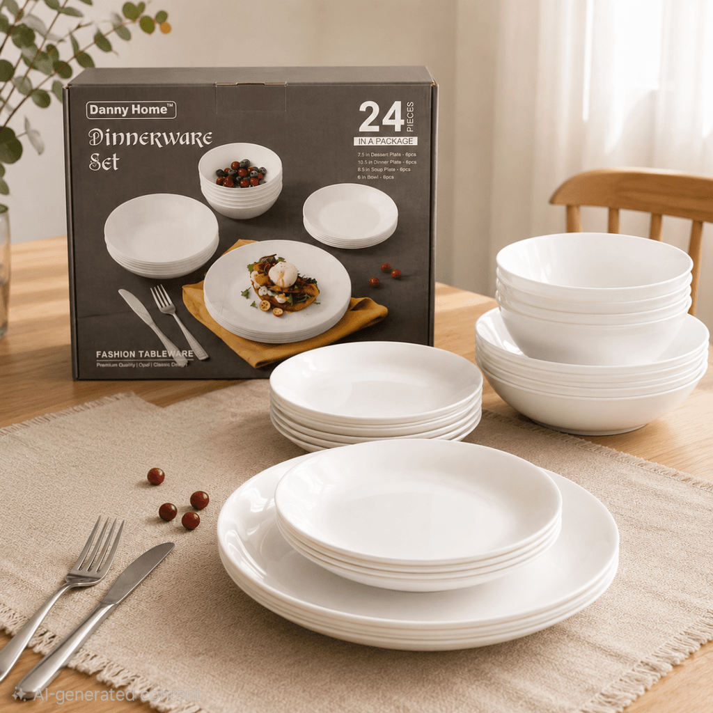24PC Opal Glass Dinnerware Set - Home Phase