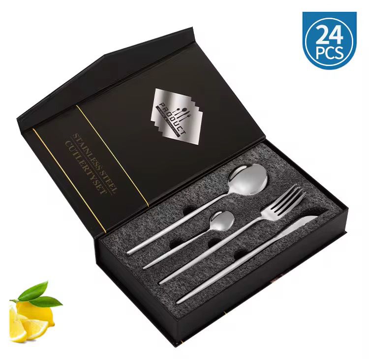 24PC Stainless Steel Cutlery Set - Silver - Display Box - Home Phase