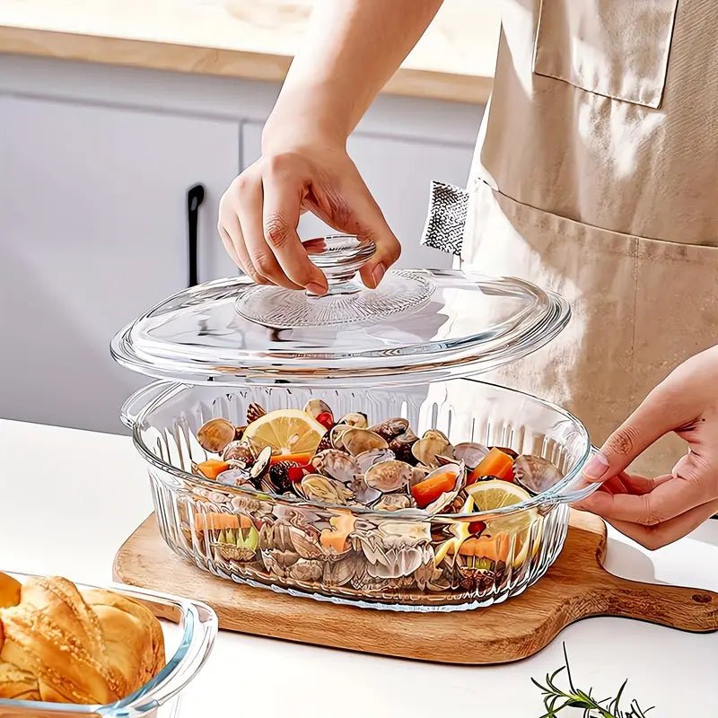 2.8L Oval Borosilicate Glass Casserole - Heat Resistant - Style Phase Home