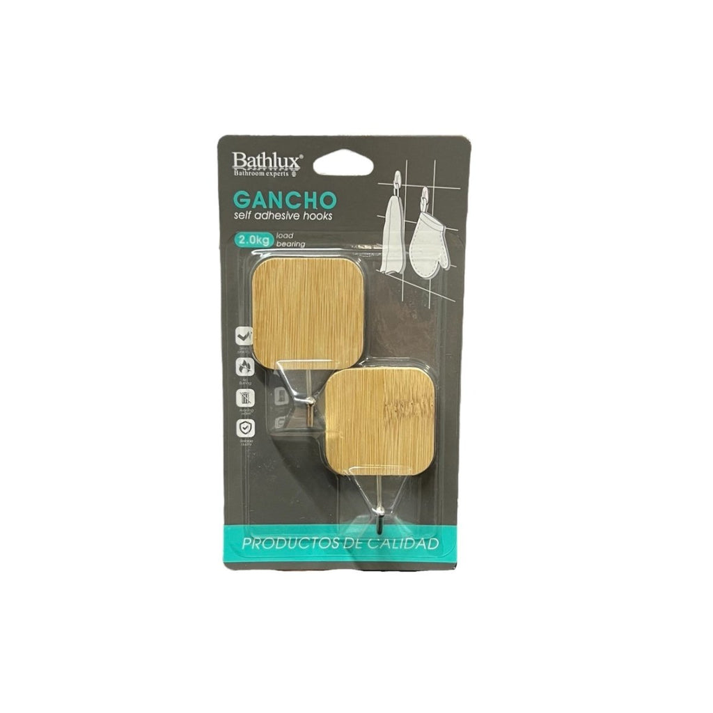 2PC Bathlux Square Bamboo Wall Hook - Style Phase Home