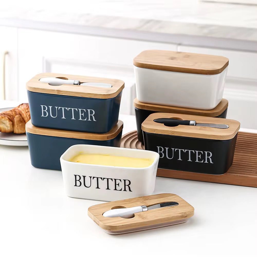 2PC Ceramic Butter Dish With Butter Knife - Home Phase