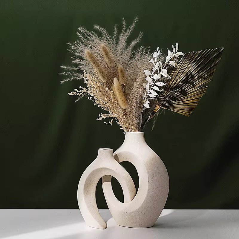 2PC Minimalistic Ceramic Vase Set - Home Phase