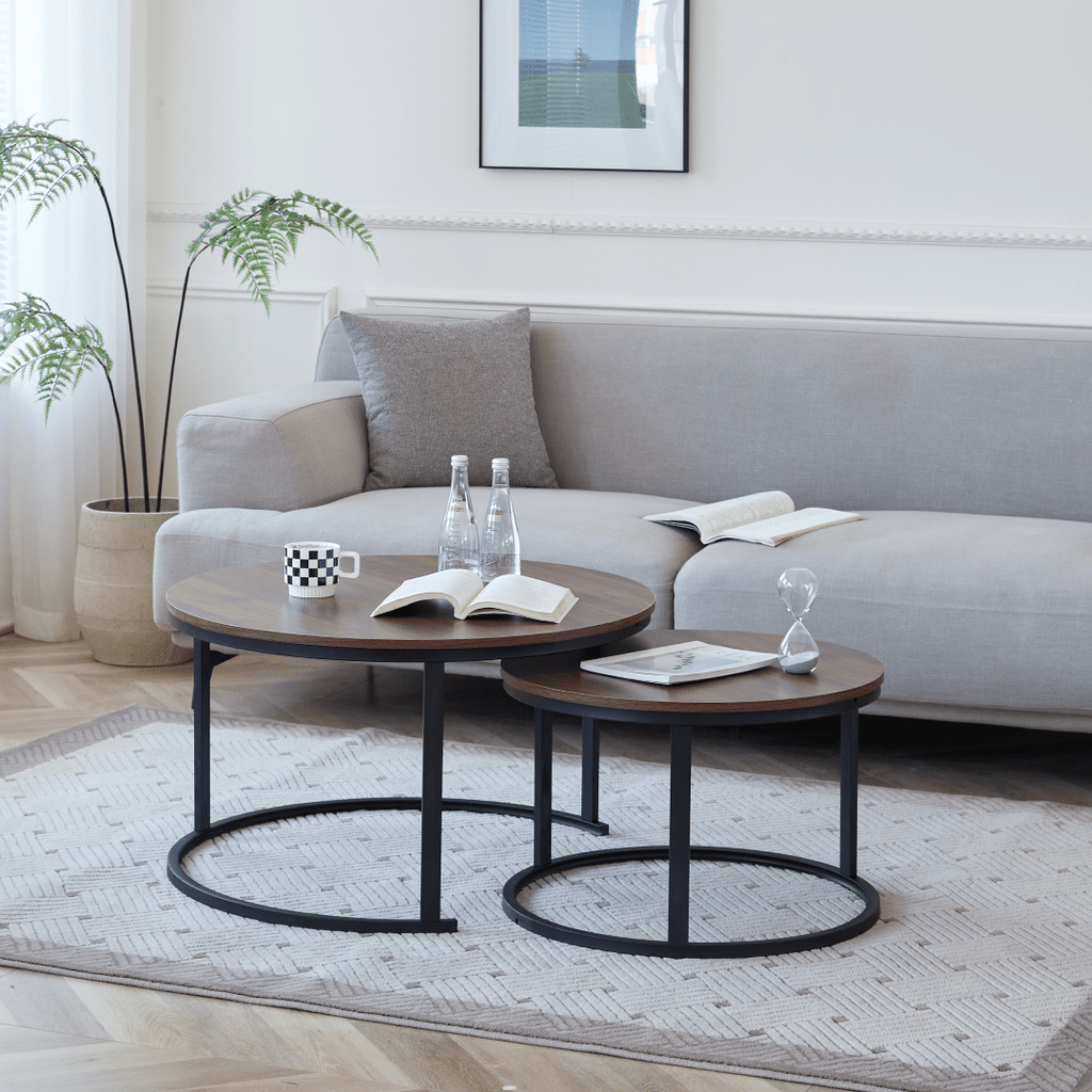 2PC Modern Marble Nesting Coffee Table Set - Home Phase