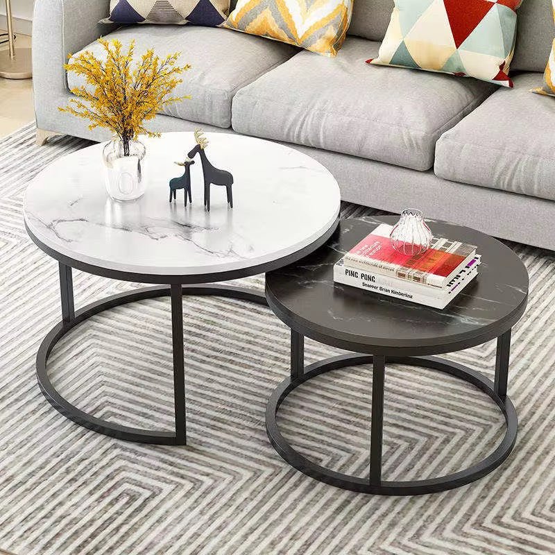 2PC Modern Marble Nesting Coffee Table Set - Home Phase