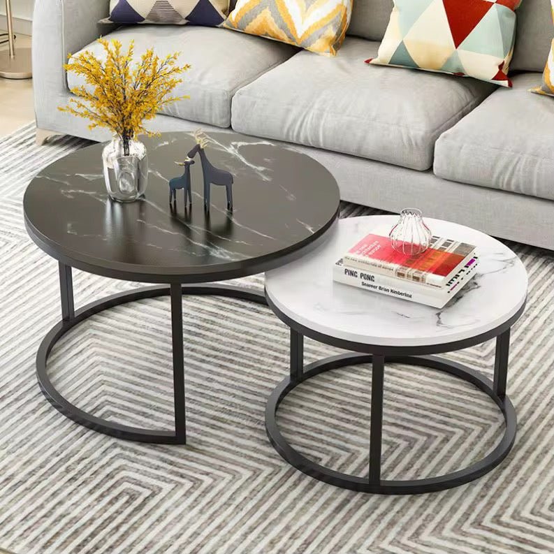 2PC Modern Marble Nesting Coffee Table Set - Home Phase
