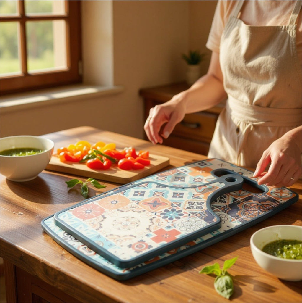 2PC Plastic Ethnic Chopping Board Set - Home Phase