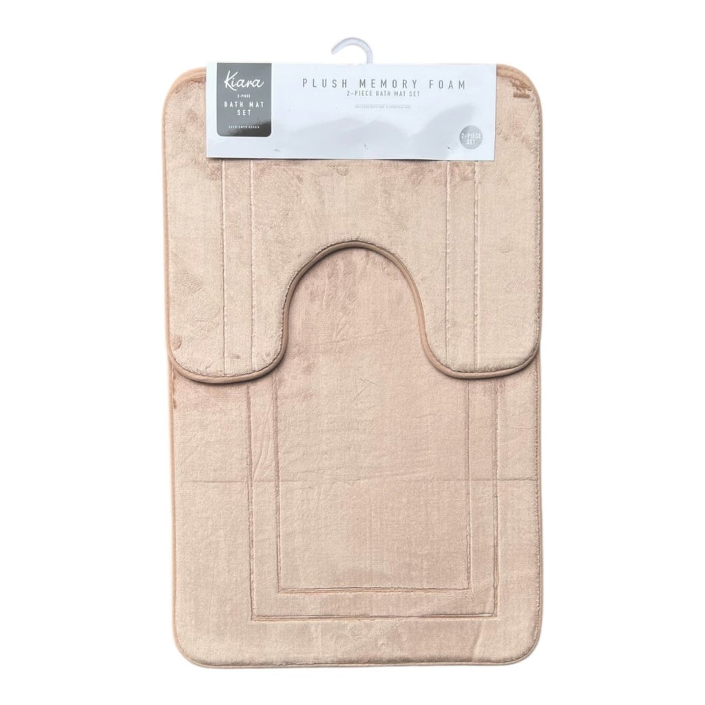2PC Plush Memory Foam Bath Mat Set - 50 x 80 cm - Home Phase