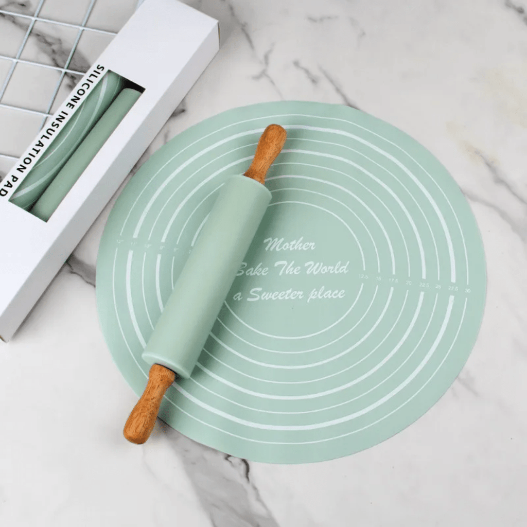 2PC Silicone Mat and Rolling Pin Set - Home Phase
