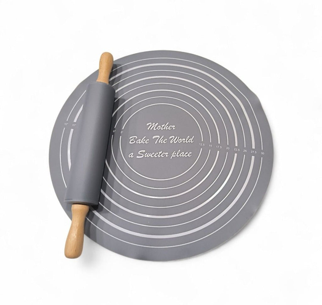 2PC Silicone Mat and Rolling Pin Set - Home Phase