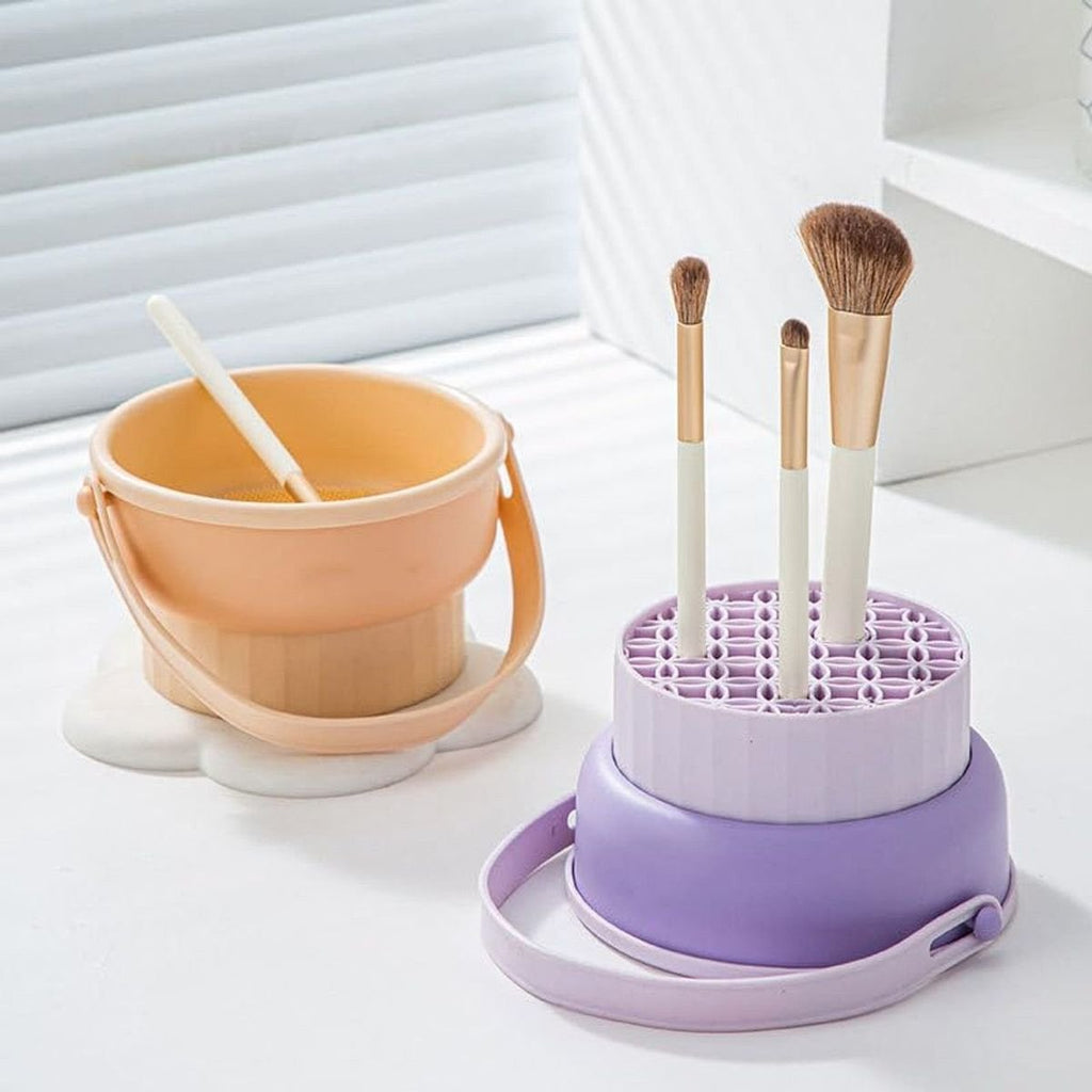 3 - in - 1 Silicone Cosmetic Brush Cleaner and Drying Holder - Style Phase Home