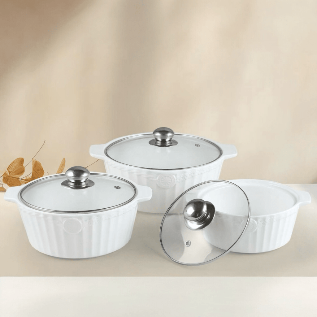3 PC Fine Porcelain Casserole Set - Style Phase Home