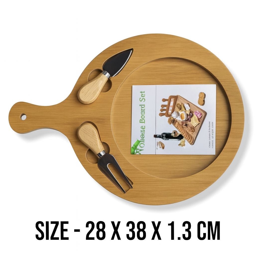3 PC Wooden Cheese Board Set - Circular - Home Phase