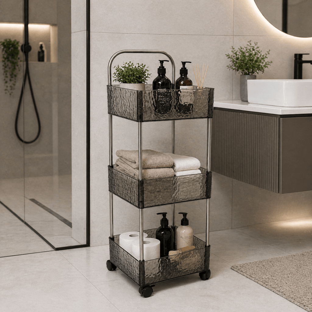 3 Tier Acrylic Storage Trolley - Home Phase