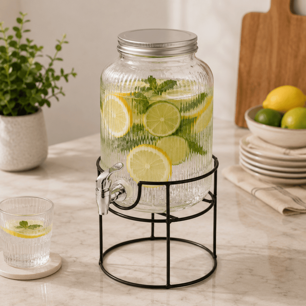 3.8L Glass Beverage Dispensor With Stand - Home Phase