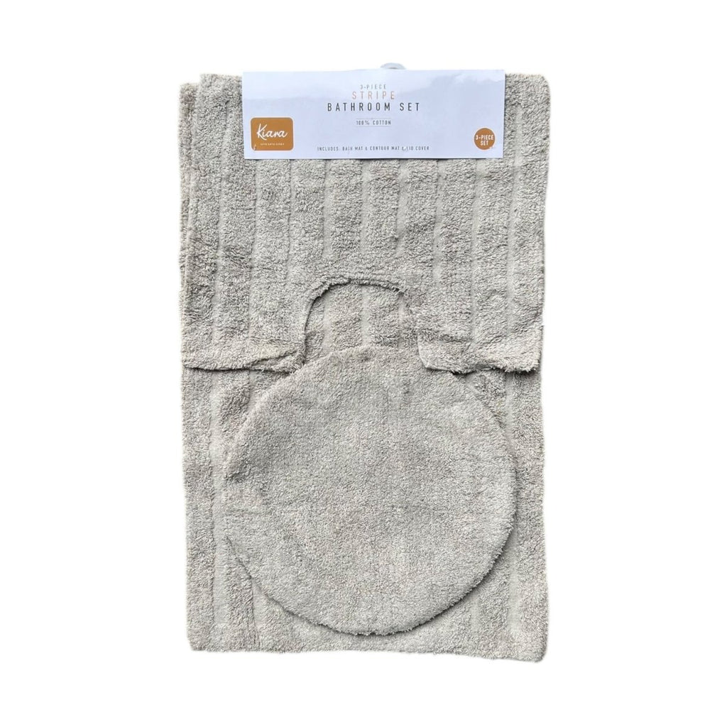 3PC 100% Cotton Stripe Bath Mat Set - 50 x 80 cm - Home Phase