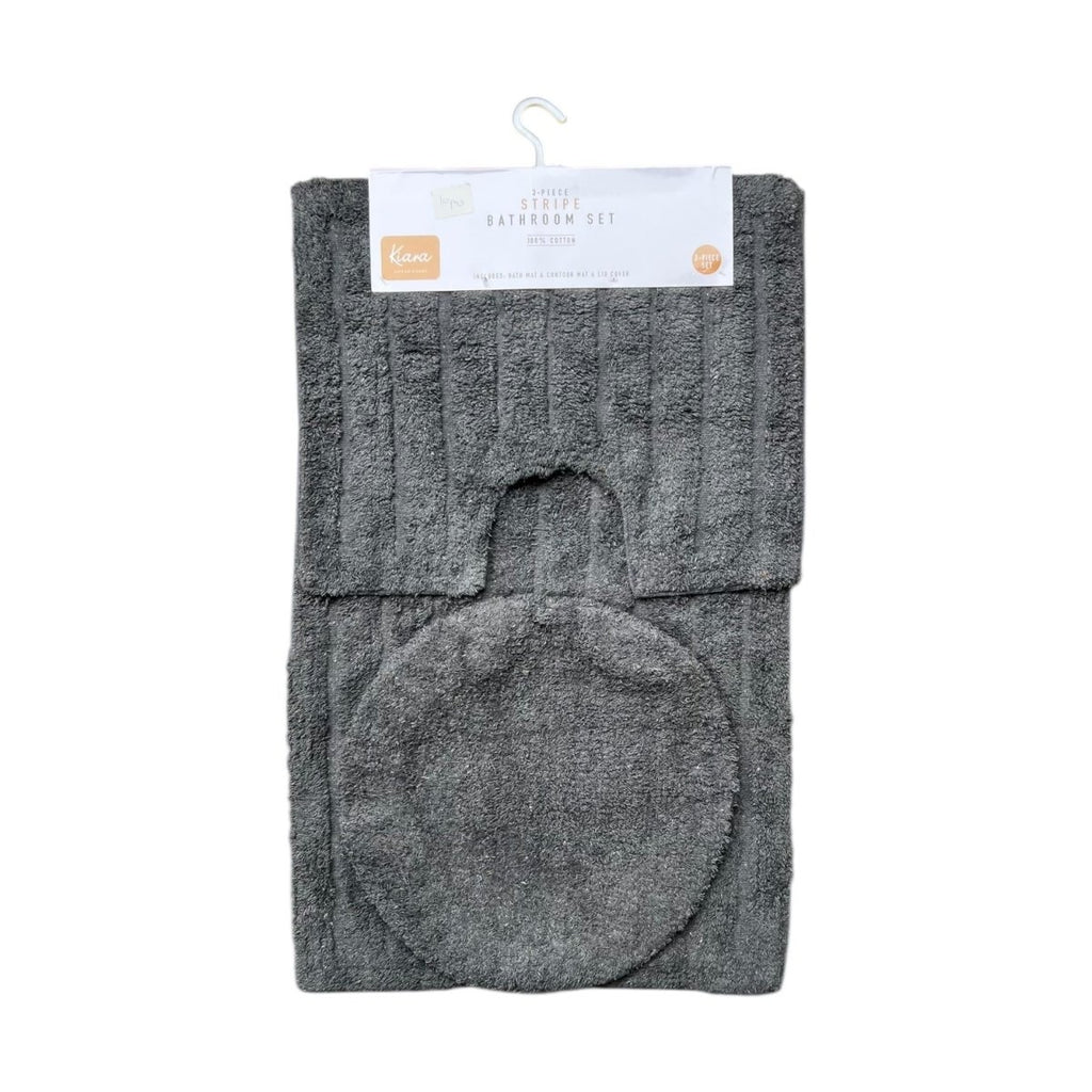 3PC 100% Cotton Stripe Bath Mat Set - 50 x 80 cm - Home Phase