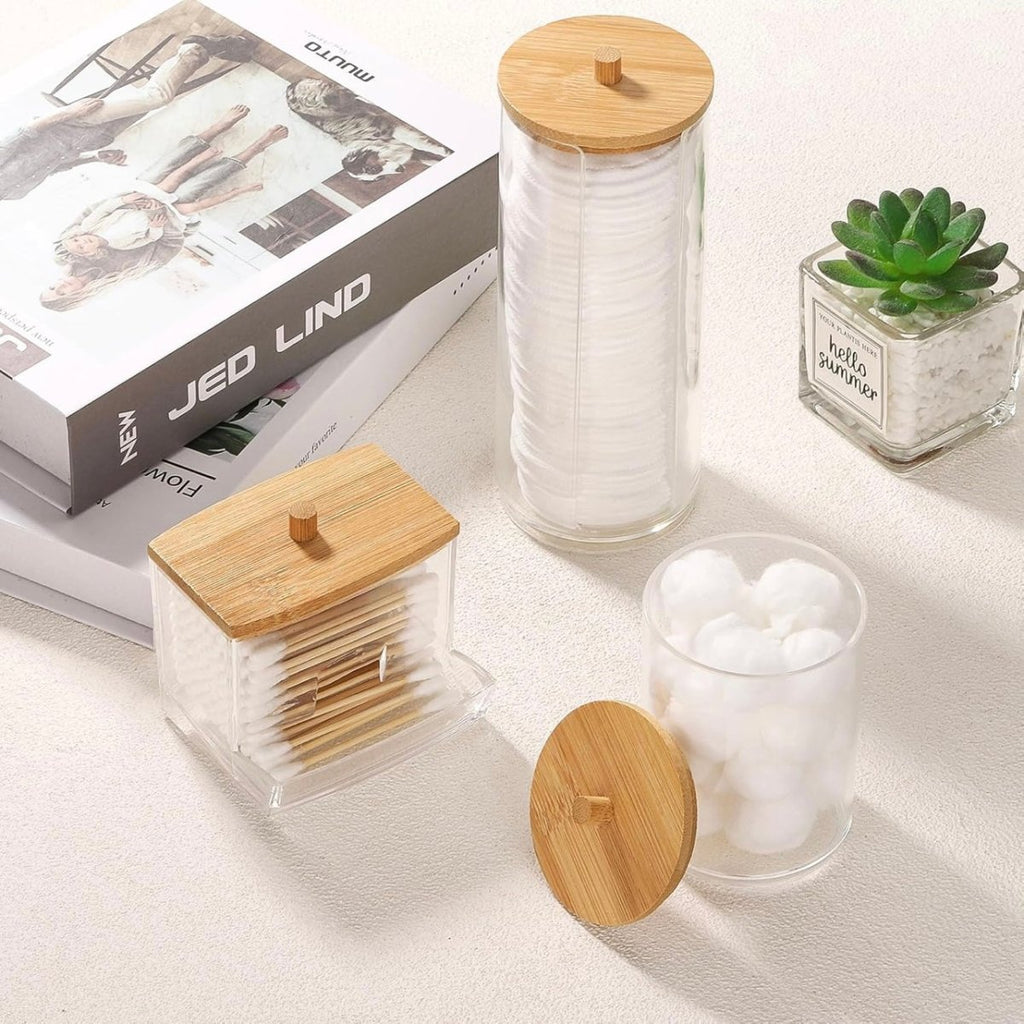 3PC Acrylic & Bamboo Cosmetic Storage Set - Home Phase