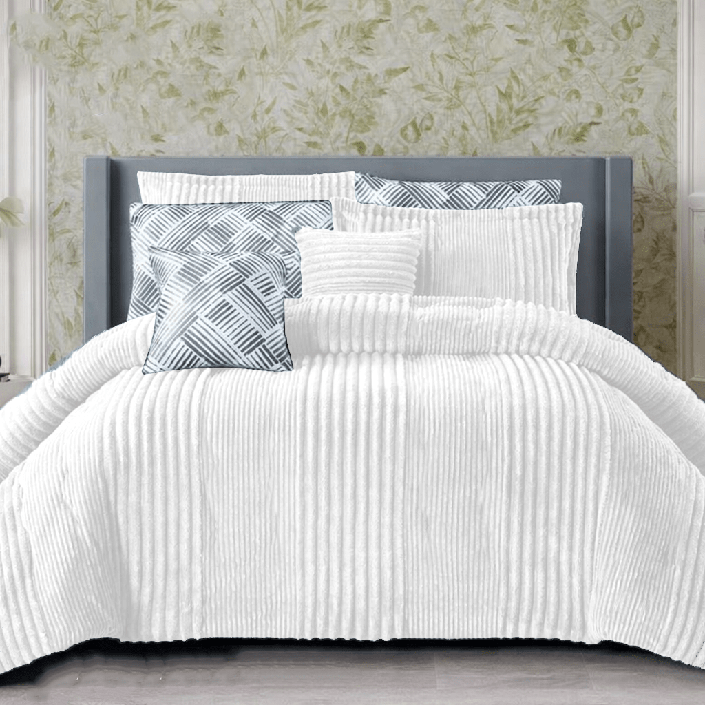 3PC Aria Alternating Ribbed Flannel Winter Comforter Set - 230 x 200 cm - Home Phase