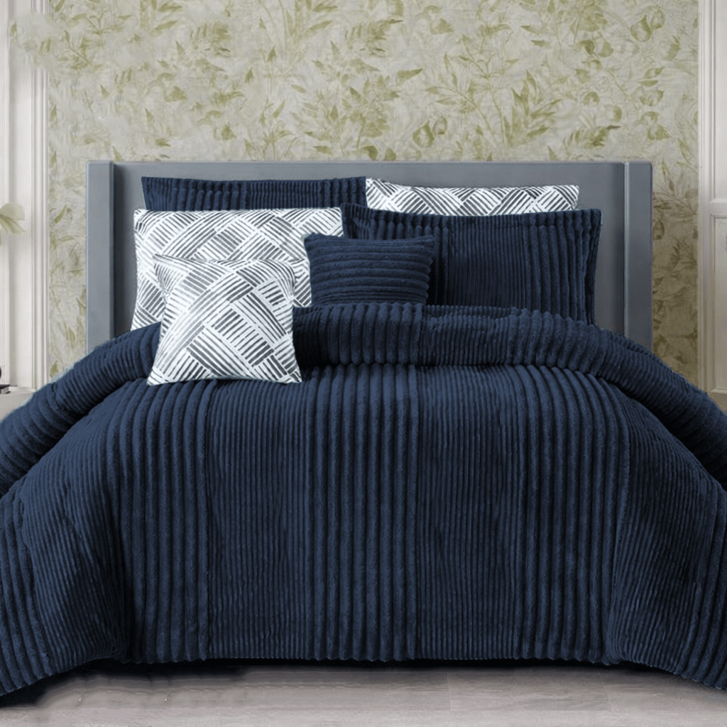 3PC Aria Alternating Ribbed Flannel Winter Comforter Set - 230 x 200 cm - Home Phase