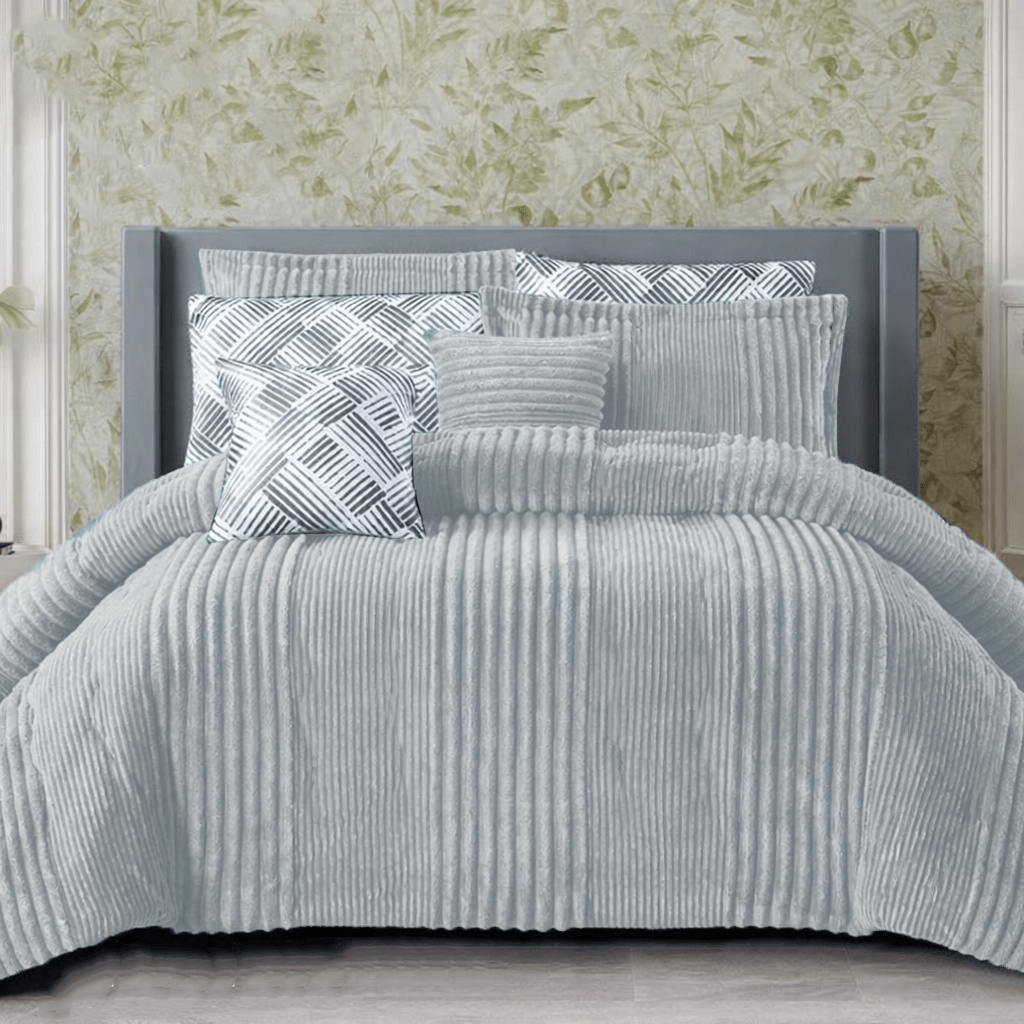 3PC Aria Alternating Ribbed Flannel Winter Comforter Set - 230 x 200 cm - Home Phase