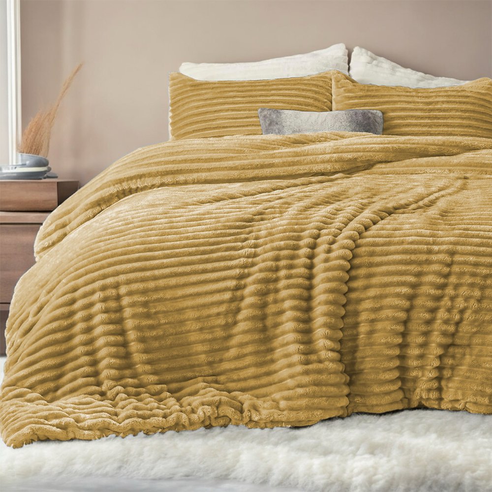 3PC Aria Ribbed Flannel Winter Comforter Set- 230 x 200 cm - Style Phase Home