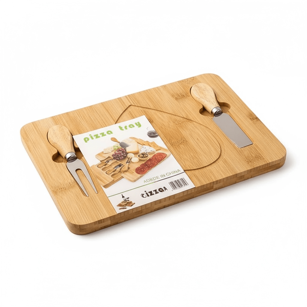 3PC Bamboo Cheese Board Set - Rectangle Heart - Home Phase