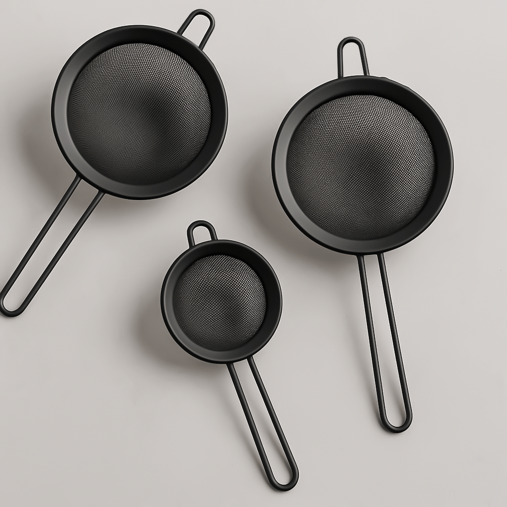 3PC Black Stainless Steel Strainer - Home Phase