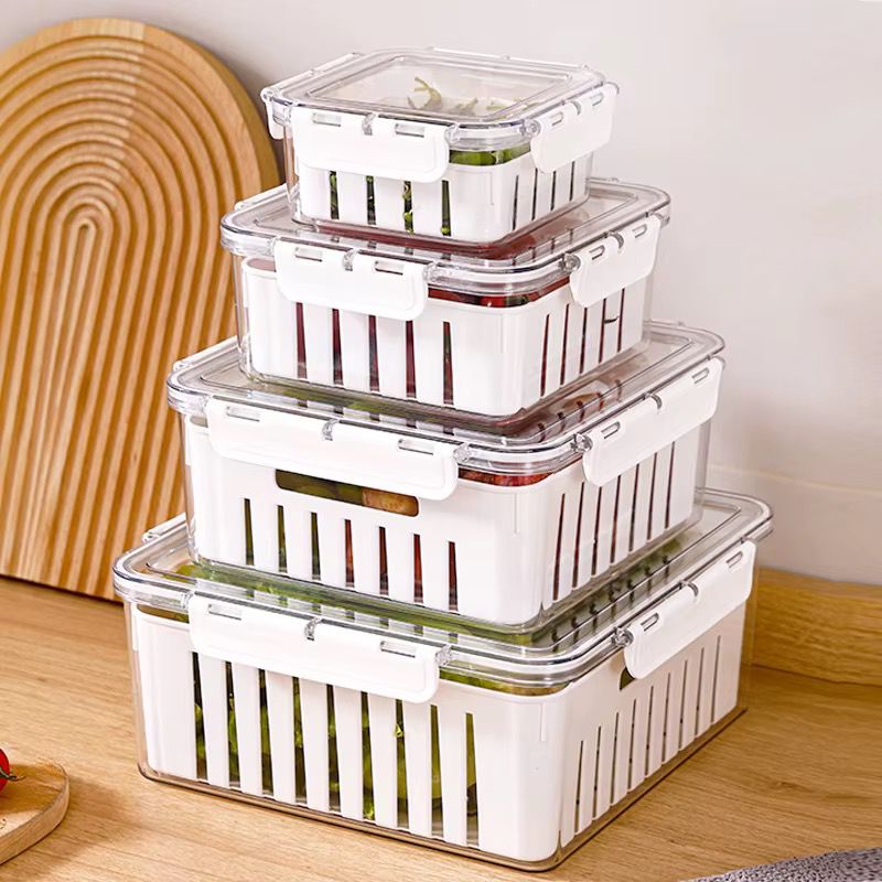 3PC Food Storage Container With Drainer - Square - Home Phase