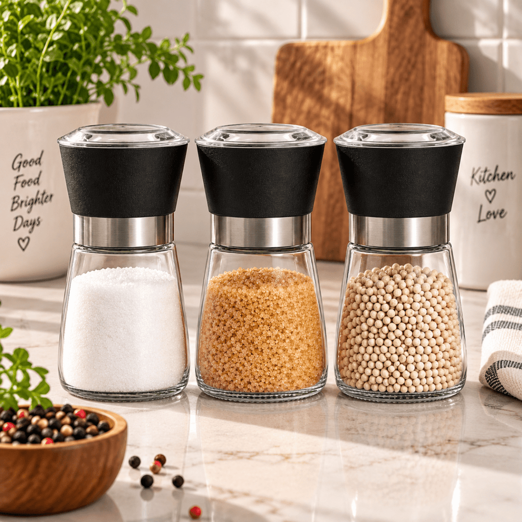 3PC Glass & Plastic Spice Jars - Home Phase