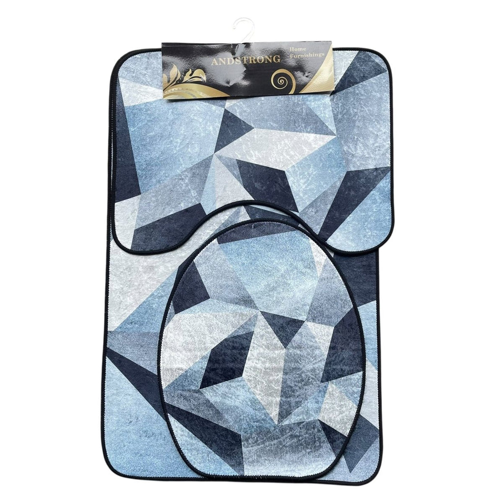 3PC Gloss Printed Bathroom Mat Set 50 x 80 cm - Home Phase