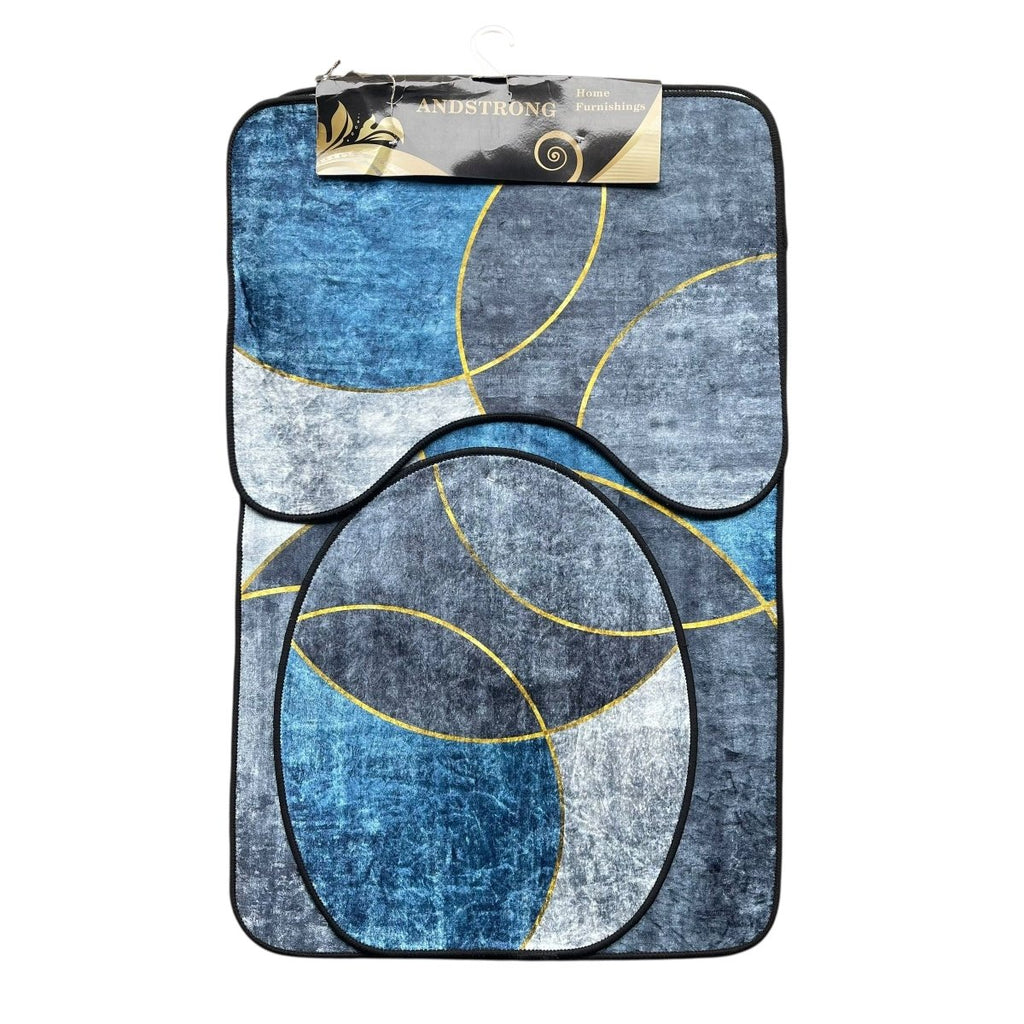 3PC Gloss Printed Bathroom Mat Set 50 x 80 cm - Home Phase