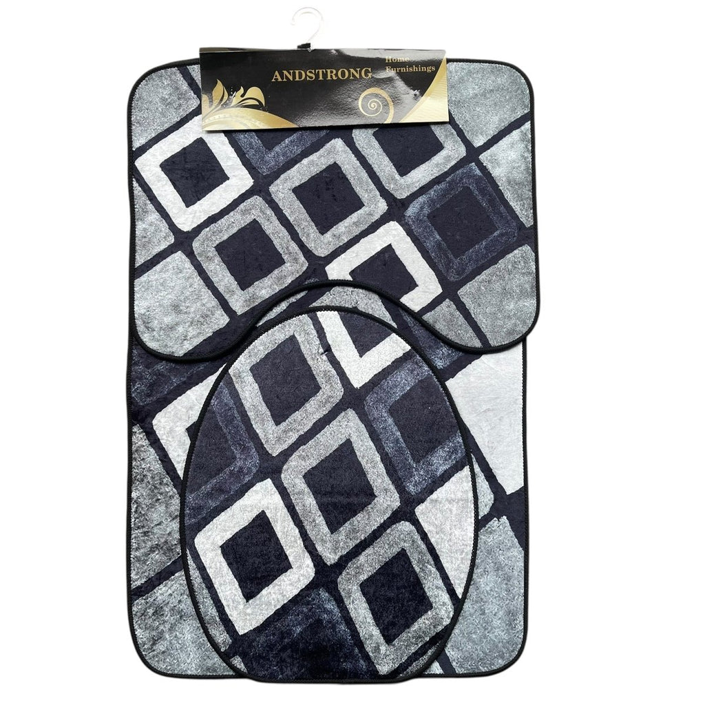 3PC Gloss Printed Bathroom Mat Set 50 x 80 cm - Home Phase