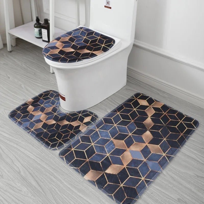 3PC Gloss Printed Bathroom Mat Set 50 x 80 cm - Home Phase